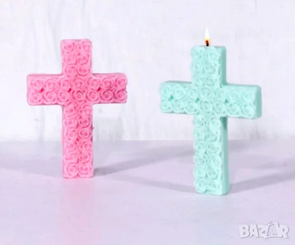 Голям дълбок кръст от рози силиконов молд форма фондан шоколад гипс свещ сапун тесто, снимка 4 - Форми - 48955209