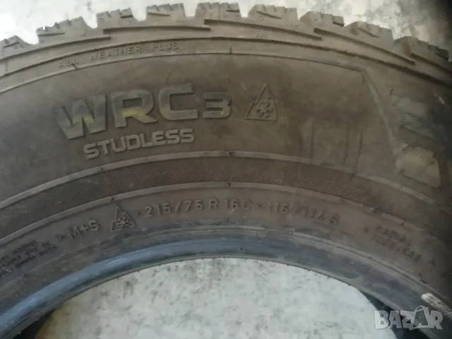 Продавам 4 бр. зимни гуми Нокиан/Nokian WR C cargo и WRC 3 STUDLESS 215/75R16C за бус, снимка 6 - Гуми и джанти - 36396793