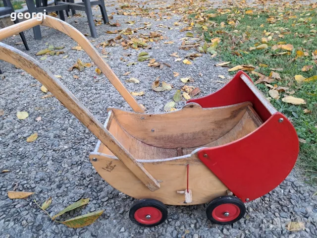 ретро дървена играчка детска количка, снимка 11 - Колекции - 47854378