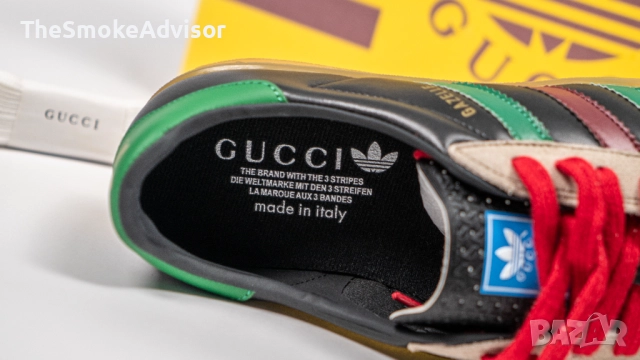 Унисекс Обувки Adidas x Gucci Gazelle Black Green Red, снимка 4 - Маратонки - 52170261