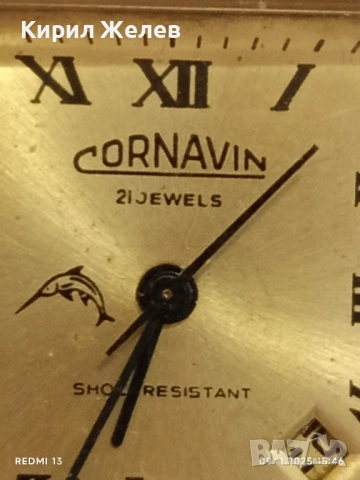 Механичен часовник GORNAVIL 21 jewelry работи с позлата Au10 перфектен 33393, снимка 5 - Антикварни и старинни предмети - 52351864