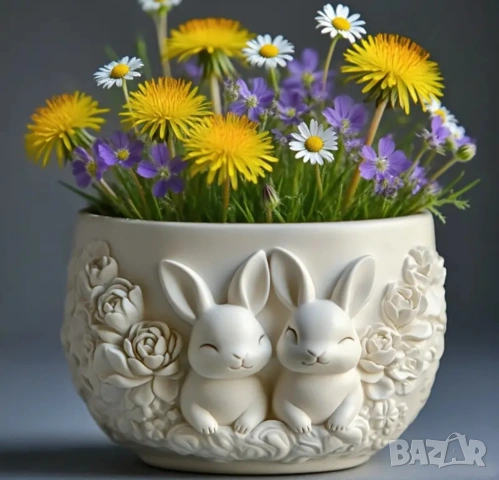 Молд кашпа със зайци, снимка 8 - Форми - 53039934