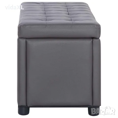 vidaXL Табуретка ракла, 87,5 см, сива, изкуствена кожа, снимка 2 - Ракли - 56146479