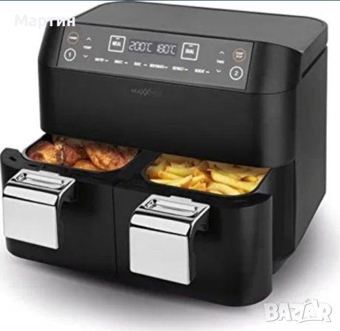 Фритюрник с горещ въздух MAXXMEE двойна Кошница,7,6литра 2400W черен/, снимка 2 - Фритюрници - 42246356