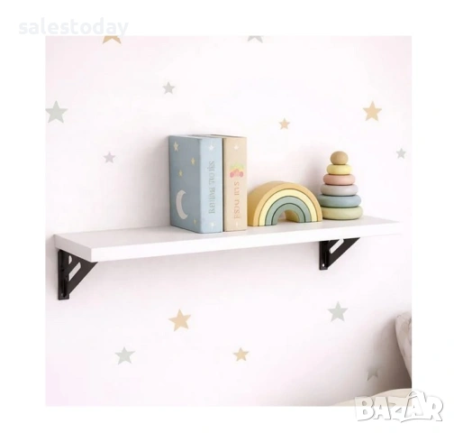 Рафт за стена, 40см, MDF, до 3кг, цвят- бял, снимка 3 - Етажерки - 54038319