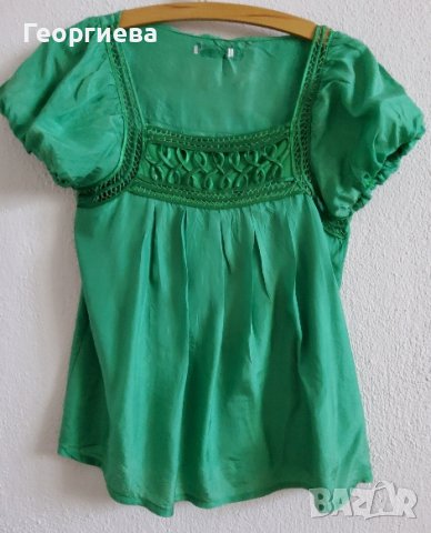 Лятна блуза в свежо зелено с дантела, снимка 2 - Корсети, бюстиета, топове - 37776459