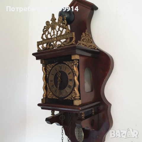 Холандски механичен стенен часовник, снимка 2 - Антикварни и старинни предмети - 50734861