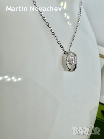 Сребърно колие с мойсанит (Диамант) 1 карат, снимка 3 - Колиета, медальони, синджири - 53331638