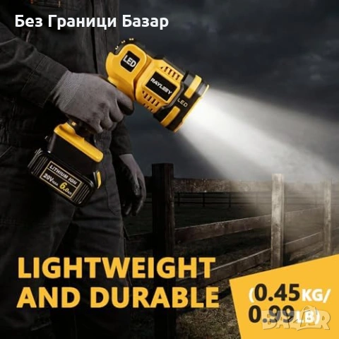 Нов Безжичен работен прожектор за DeWalt батерия с мигащ режим въртяща глава, снимка 6 - Други - 54104794