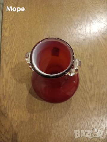 стъклена ваза червено стъкло , снимка 3 - Вази - 42500409
