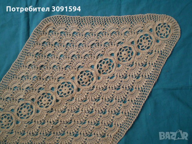 Винтидж плетена на една кука  покривка за маса цвят екрю, снимка 6 - Антикварни и старинни предмети - 34983405