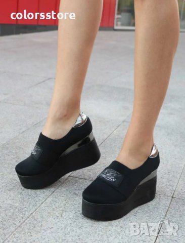 Обувки на платформа - черен неопрен - RK120, снимка 2 - Дамски ежедневни обувки - 41463100