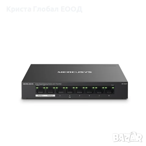 Комутатор Mercusys Switch 8 Port PoE+ MS108GP, снимка 2 - Суичове - 50475164