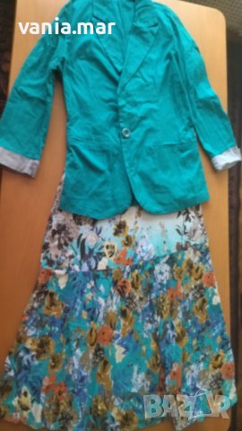 Рокля на Yolanta с асиметрично деколте, размер S, подарък сако тюркоаз