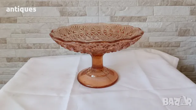 Стъклена фруктиера от соц-а - цветно стъкло, снимка 1