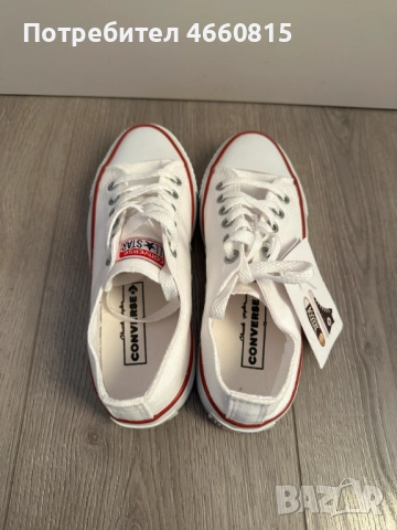 Дамски обувки кецове Converse стил – бели, нови, размер 38, снимка 4 - Маратонки - 52929570