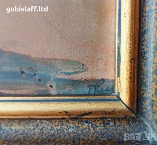 Картина, къщи, български автор, 1950-те г., снимка 3 - Картини - 48718979