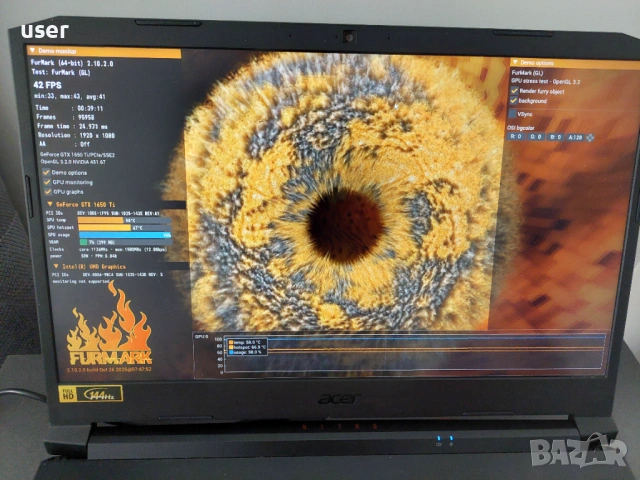 16GB RAM, GTX 1650Ti 4GB, Core i5-10300H, 15.6" FULL HD 144Hz геймърски лаптоп Acer Nitro 5 AN515, снимка 10 - Лаптопи за игри - 54042604