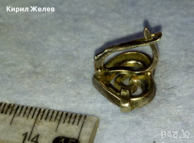 Две СЪРЦА в ЕДНО Стара СРЕБЪРНА АРТ ОБЕЦА с КРИСТАЛЧЕТА СРЕБРО 925 с АНГЛИЙСКО ЗАКОПЧАВАНЕ 40129, снимка 12 - Обеци - 42485854