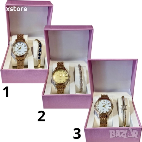 Луксозен дамски часовник с елегантна гривна – стил и изящество в една кутия, снимка 4 - Бижутерийни комплекти - 52793510