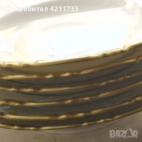 6 дълбоки чении с позлата скъп изискан сервиз НОВО, снимка 10 - Сервизи - 52884229