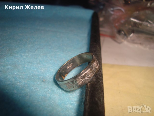 СТАР ВИНТИДЖ ОРНАМЕНТИРАН СРЕБРИСТ МЕТАЛЕН ПРЪСТЕН ХАЛКА РЪЧНА ЮВЕЛИРНА ИЗРАБОТКА 26931, снимка 4 - Антикварни и старинни предмети - 34896293