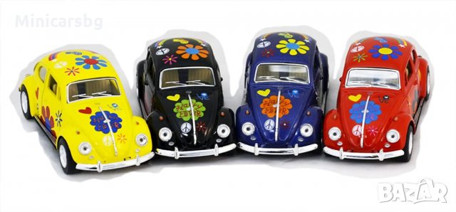 Метални колички: Volkswagen Beetle 1967 Flower Power (Фолксваген Бръмбар (костенурка), снимка 3 - Колекции - 32078195