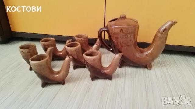 Керамичен сервиз за ракия или вино, снимка 7 - Сервизи - 56414554