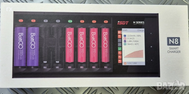 ISDT N8 8 слотово бързо зарядно за акумулаторни батерии AA AAA, снимка 2 - Друга електроника - 51791267