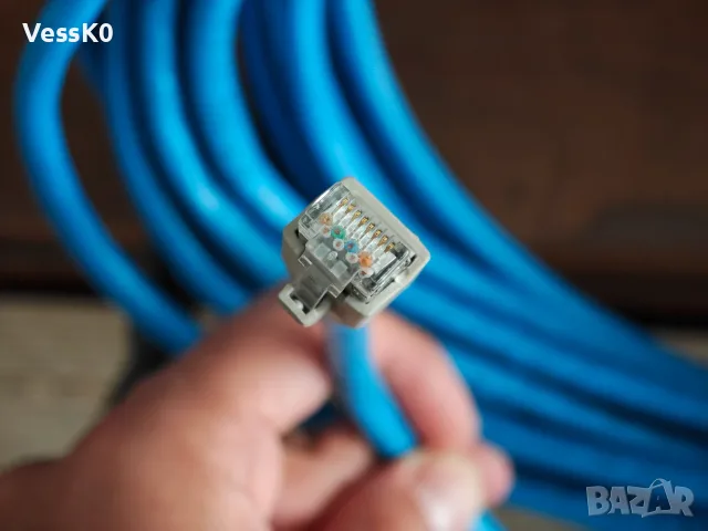 15 метра S/FTP 23AWG Cat. 7 Ethernet ПАЧ кабел 100 Gbit/s, СИН patch, снимка 3 - Кабели и адаптери - 56551700