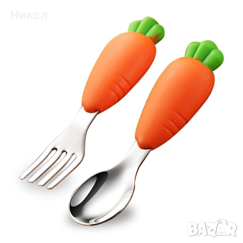 Прибори за самостоятелно хранене „Морковчета“ – лъжица и вилица