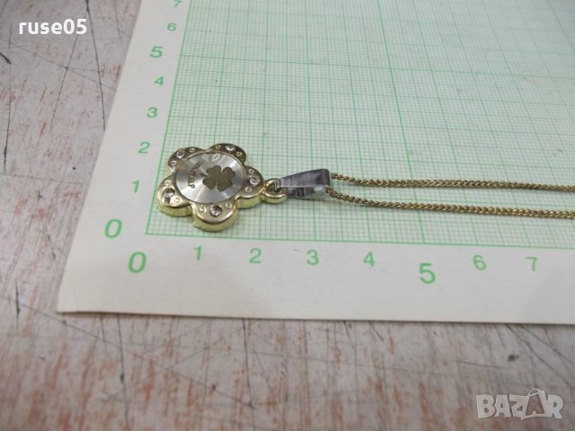 Синджир с висулка "Детелина" с камъни имитационна бижутерия, снимка 5 - Бижутерийни комплекти - 30302903