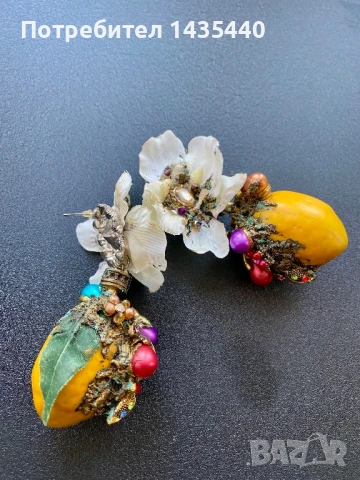 Ръчно изработени обици от серията “Забранения плод” на дизайнерката Анелия Милчева, снимка 4 - Обеци - 51110717