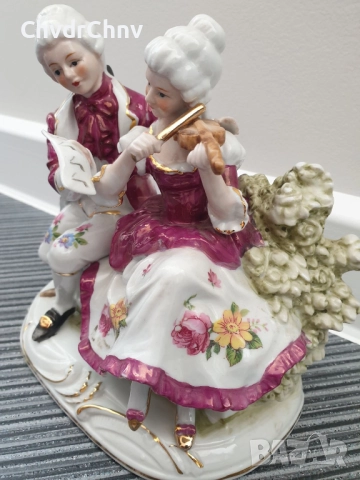 Lippelsdorf GDR Grafenthal статуетка 18см/ГДР Графентал стара немска порцеланова фигура/музиканти, снимка 3 - Статуетки - 51530585