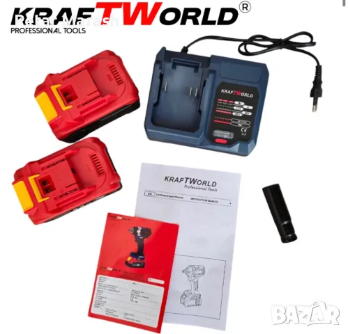 Акумулаторен Ударен Комбиниран Гайковерт-Винтоверт Kraftworld с 2 Батерии, снимка 6 - Винтоверти - 50358842