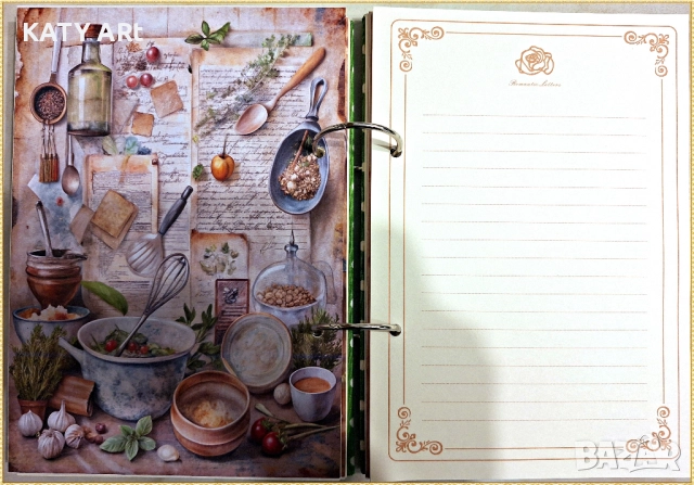 Тефтер за рецепти "Прибори" в зелено, снимка 4 - Други - 52283325