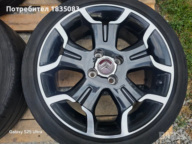 Лети джанти 17ки 4х108 Citroen + летни гуми 205/45/17 GoodYear, снимка 6 - Гуми и джанти - 55847844