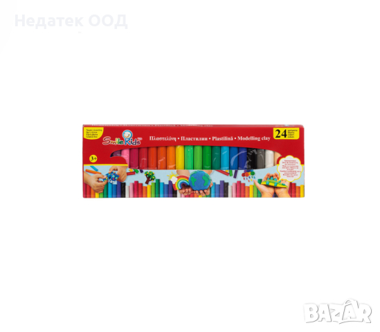  Пластилин, в червена кутия, 24 различни цвята, 500гр, снимка 1 - Пластелини, моделини и пясъци - 44618078
