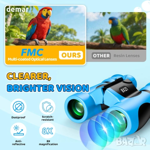Бинокъл 8X21 за деца – Комплект за изследване на открито с 25 забавни карти, компас и лупа, снимка 5 - Образователни игри - 54218017