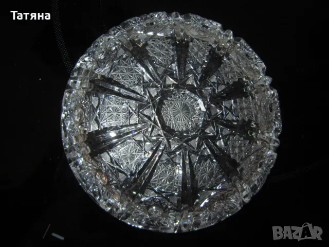 Бохемия кристален поднос;купа;ваза ; чиния  и пепелник от една серия, снимка 16 - Чинии - 49701871