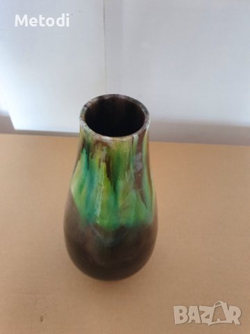 Стара керамична ваза двуцветна от соца височина 24см, снимка 2 - Антикварни и старинни предмети - 42242985