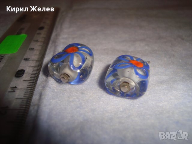 СТАРИ СРЕБЪРНИ ФЕШЪН АРТ ОБЕЦИ от ЦВЕТНО ВЕНЕЦИАНСКО СТЪКЛО МУРАНО РЪЧНА ИЗРАБОТКА 32652, снимка 8 - Обеци - 38351897