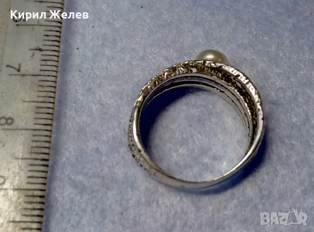 РАЗКОШЕН ПЕРЛЕН СРЕБЪРЕН ПРЪСТЕН РОДИРАНО СРЕБРО 925 с ИНКРУСТИРАНА БЯЛА НАТУРАЛНА ПЕРЛА 50163, снимка 10 - Пръстени - 50337117