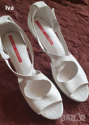 Бели летни официални обувки на ток, 42 размер!, снимка 9 - Дамски обувки на ток - 44792849