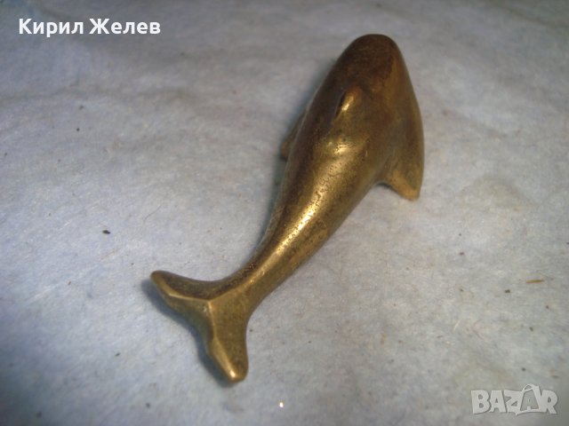 СИМПАТИЧНА СТАРА БРОНЗОВА ФИГУРКА ДЕЛФИН с ПОЗЛАТА МАЙСТОРСКА ХУДОЖЕСТВЕНА ИЗРАБОТКА 25432, снимка 6 - Колекции - 38108248