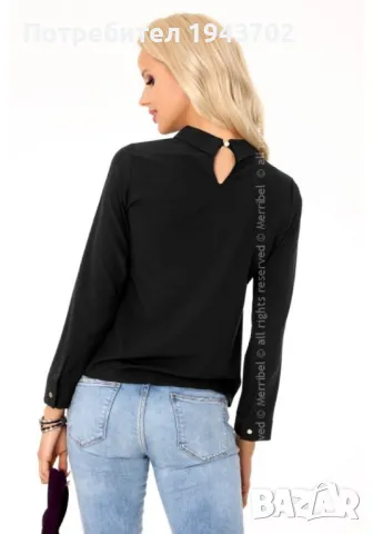 Дамска блуза с яка в черно Ronada