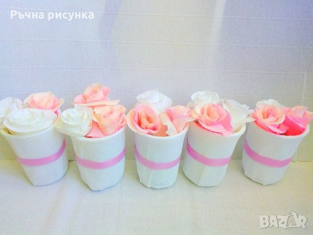 Готови вазички с цветя ,цена 2лв, снимка 1 - Декорация за дома - 31447630