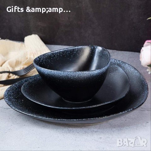 Порцеланов сервиз за хранене в черно 18 части