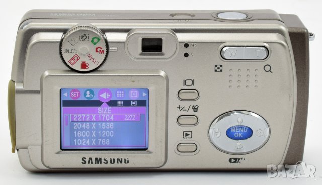 Фотоапарат Samsung Digimax 430, 4 мегапиксела, с алкални батерии тип АА, 1 GB SD карта и калъф, снимка 2 - Фотоапарати - 14940933