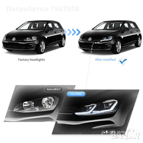 Комплект фарове с динамични мигачи за VW GOLF 7 2012 - 2017, снимка 7 - Части - 47369947